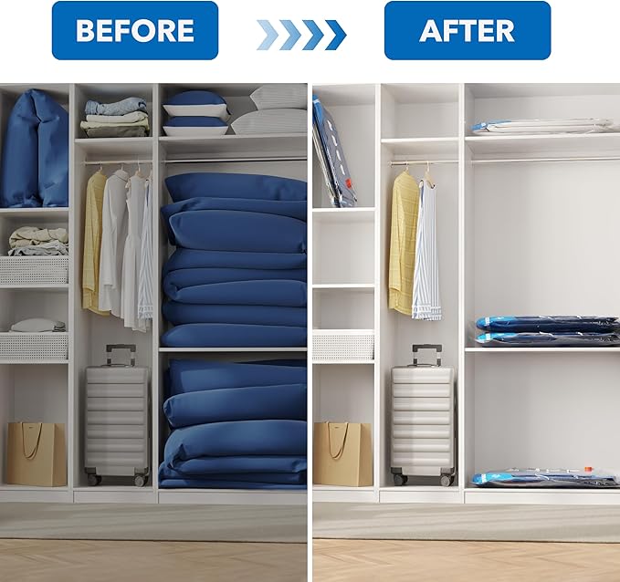 MEIQIHOME Vacuum Storage Bags, Space Saver Sealer Bags,Vacuum seal bags for clothing, Pillows, Comforters, Blankets, Bedding,10 Jumbo