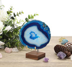 Hipiwe 2Pcs Small Display Stand Adjustable Metal Arms and Wooden Base - Decorative Plates Display Stand Easel Holder for Crystal Fossil Slice Coral Geodes Rock Mineral Agate, 2"x2"x3.2"