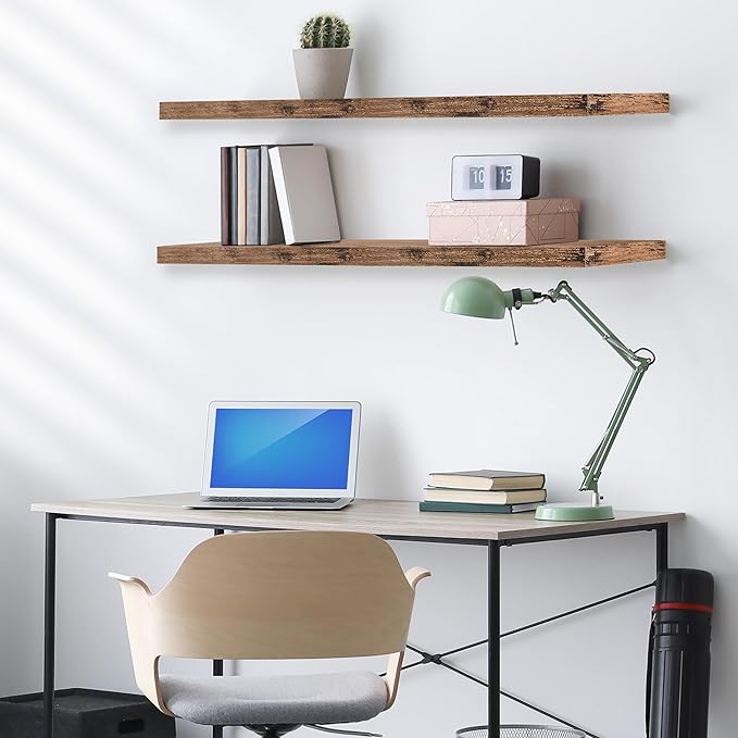 Sorbus Floating Shelves for Wall - 35 Inch Long Bathroom Shelves, Wall Decor for Bedroom, Kitchen, Living Room & Book Storage - Mounted Floating Shelf with Invisible Brackets (Mahogany, 3 Pack)