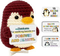 Crimmy Valentines Day Gifts for Him Her, Crochet Tiny Penguin Anniversary Birthday Gift for Boyfriend Girlfriend Wife Husband, I Love You Romantic Gifts for Women Men Couple (Love red Penguin)