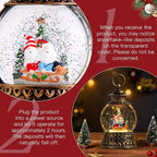 Gnome Christmas Snow Globe, Gnome Musical Snow Globe Lantern Lights with 6H Timer Battery & USB Powered, Retro Style Holiday Glitter Globe for Xmas Home Decoration Holiday Party Gifts