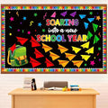 Pajean Soaring Into a School Year Bulletin Board Set Colorful Paper Plane Classroom Decorations Backpack Plane Name Tag Cutout with Pencil Border for Door Wall Chalkboard Decor Back to School Supplies
