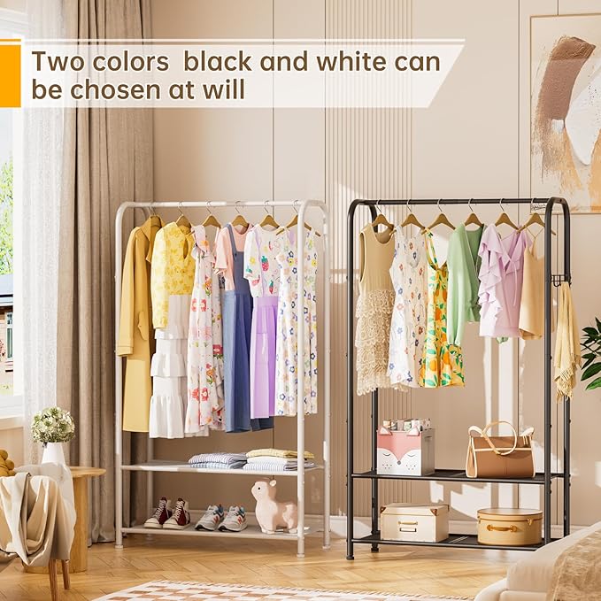 Clothes Garment Coat Rack Drying Clothing Racks Metal Freestanding for Hanging Clothes Portable Closet for Laundry Bedroom Black
