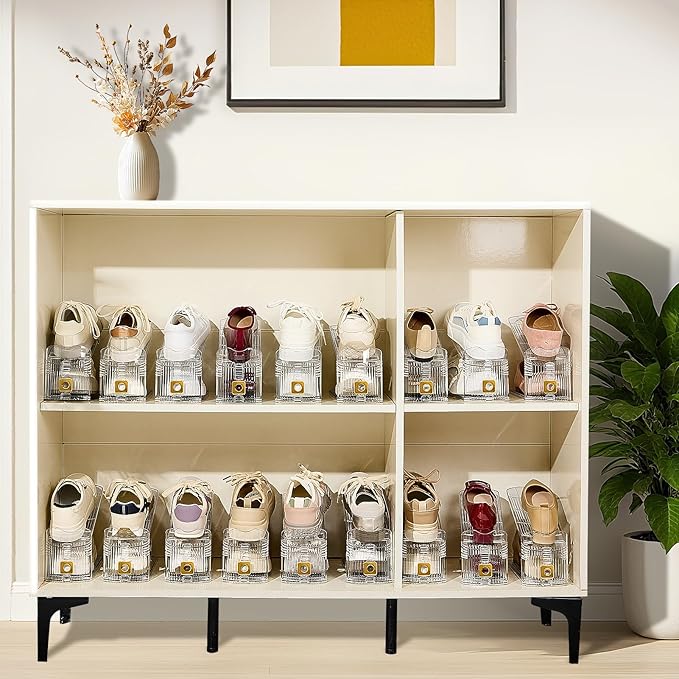 Shoe Slots Organizer for Closet, 36 Pack Shoe Stacker Organizer, Shoe Storage Space Savers 50%, 3 Levels Adjustable Shoe Racks for Closet Organization