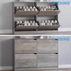Shoe Cabinet with 4 Flip Drawers, Narrow Hidden Shoe Storage Cabinet, Slim Freestanding Shoe Rack Organizer for Entryway, Hallway, Bedroom, Living Room