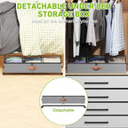 Under Bed Storage with Wheels, 2-Pack Under Bed Storage Containers with Clear Lids, XXL 65L Under the bed storage Organizer Bins, Rolling Under Bed Metal Drawer for Clothes,Shoes,Toys (Gray, 2-Pack)