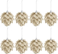 Jetec 8 Pieces Christmas Ornaments Glitter Christmas Tree Hanging Decoration Decorative Artificial Pine Cones Flowers Hanging Ornaments for Winter Wreath Holiday Decor(Champagne Gold)