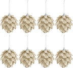 Jetec 8 Pieces Christmas Ornaments Glitter Christmas Tree Hanging Decoration Decorative Artificial Pine Cones Flowers Hanging Ornaments for Winter Wreath Holiday Decor(Champagne Gold)