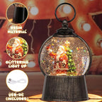 Santa Snow Globe Christmas Snow Globe Lantern with 6-Hour Timer, Light up Christmas Decorations Indoor, Glitter Musical Snow Globe, USB/Battery Powered Santa Claus Cardinal Christmas Tree