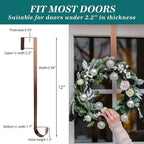 HOOSUN 4th of July Decorations Wreath Hangers for Front Door,12 Inches Metal Wreath Hook Holder for Spring Decor,20 Lbs Over The Door Wreath Hanger for Spring Patriotic Wreath Front Porch Decor