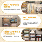 X-cosrack 3-Tier Hanging Storage Organizer for Closet, Laundry & Utility Room | Space Saving Shelves with 1.65" Hook & 5 S-Hooks | Hanging Wire Baskets (12.4" W x 8.8" H x 10.24-11.8" D)