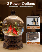 Christmas Cardinal Snow Globe Light up Lantern with 8 Songs, 6.99" Christmas Snow Globes for Kids Adults, 6H Timer & Dual Power, Snowglobes Christmas Decorations Indoor, Gifts for Women Men