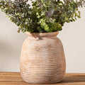 Ceramic Flowers Rustic Vase, Neutral Pottery Farmhouse Vases Home Decor, 7.48" Terracotta Pampas Decorative Vase for Table Entryway Mantel Bookshelf Bedroon Bathroom Living Room
