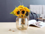 Large Amber Glass Vase for Flowers Ribbed Tall Gold Floor Vase 8.0" Decorative Vases for Home Table Centerpieces Flowers Decor and Farmhouse(Brown 8.0in)