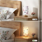 Fenmzee Butterfly Table Lamp for Bedroom - Inline Control, Small Bedside Lamp with 3000K A15 LED Blub, Easy Assembly (Butterfly Cream Shade, 9" Inline Control)