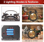 Kikth Red/Bronze Retro Plastic Lighted Musical Snow Globe, Alarm Clock Snow Globe 6H Timer, USB/Battery Operated Christmas Decorations Indoor (Nativity)