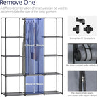 Portable Closet, Wardrobe Closet with 10 Storage Shelves and 2 Hanging Rods, Non-Woven Fabric Cover, 52.4 x 18.1 x 66.6 Inches Closet Organizer for Bedroom, Gray