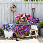 Artificial Fake Flowers for Outdoor, 8 Bundles Faux Plants Silk Flowers Spring Decoration UV Resistant No Fade Plastic Flowers for Outside Planters Home Porch Patio Yard Garden Decor