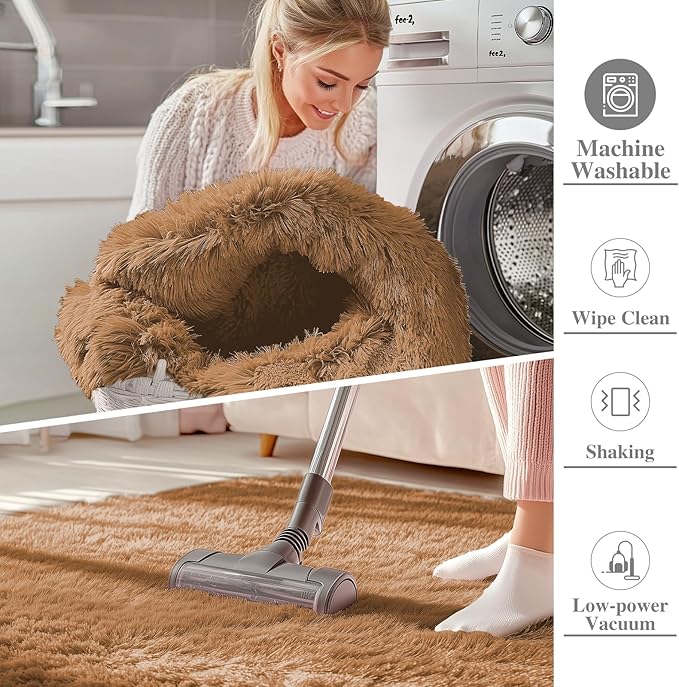 OLANLY 5x7 Machine Washable Large Area Rugs for Living Room, Bedroom, Soft Fluffy Shaggy Bedside Rug, Indoor Floor Carpet for Kids Girls and Boys, Dorms, Nursery, Home Decor Aesthetic, Khaki