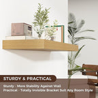Venusmiles Floating Shelves for Wall, 40" W x 12" D x 2" H, 1 Pack of Long Wall Mounted Engineered Wood Shelves with Invisible Brackets for Living Room, Bedroom, Bathroom, Kitchen Decor, Oak