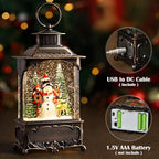 Christmas Snow Globes Snowman Snow Globe Lantern, Lighted Christmas Decorations Indoor for Home with Music Timer Glitter, Deer Cardinal Scene Musical Festival Gifts, USB & Battery Operated