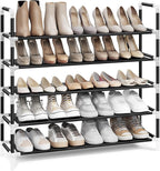SONGMICS 5-Tier Shoe Rack, Shoe Storage for Hallway Closet, Slim and Space-Saving, Metal Frame, Non-Woven Fabric Shelves, Black ULSH55H