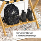 Luggage Racks Set Of 2 Suitcase Stand Foldable With Storage Shelf For Guest Room Hotel Essentials Solid Bamboo Heavy-Duty Item Holder Natural