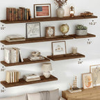 Vivelove 10 Inch Deep Floating Shelves 55 inch Long, 55 x 10 Wide Wall Shelves with Invisible Brackets, for Bedroom Bathroom Living Room Kitchen Office, Farmhouse Home Decor, Set of 2, Rustic Brown