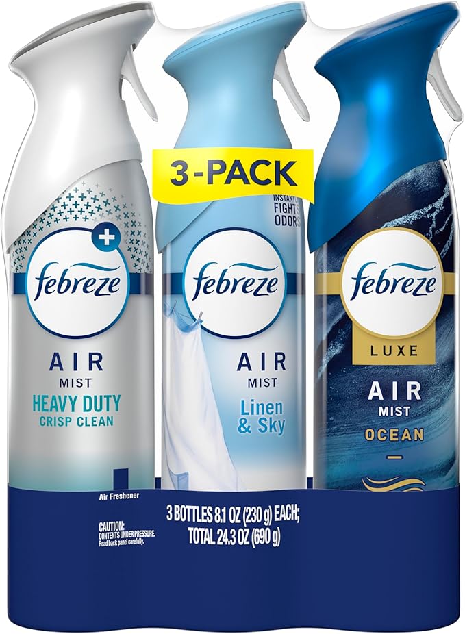 Febreze New & Improved Air Mist Scent Mix, Air Freshener, Home and Kitchen Essentials, Odor Fighting Room Spray, 8.1 oz bottle, 3 Count