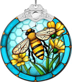 2025 Christmas Ornaments, Christmas Tree Ornaments Acrylic, Faux Stained Glass Effect White Elephant Gifts Exchange, Unique Suncatcher Xmas Stocking Stuffers for Women, Men (Bee)
