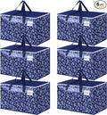HomeHacks Moving Bags, Extra Large Size Moving Boxes, Heavy Duty Luggage Bags with Smooth Zipper and Sturdy Handles, Large Capacity & Easy Loading Storage Totes for Space Saver 125L, 6-Pack, Blue