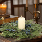 6 Pcs Small Blueberry Swags Spring Summer Wreath Mini Kitchen Candle Rings 3” Blue Berry Cabinet Wreaths with Retro Burlap Ribbon for Farmhouse Rustic Home Front Door Window Wedding Chair Wall