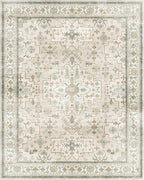 Lessymo Farmhouse Washable 8x10 Area Rugs for Living Room, Bedroom, Dining Room Rug for Under Table, Home Office, Non-Slip Stain Resistant Vintage Floral Large Carpet, Beige Brown
