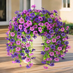 INQCMY 2Pcs Artificial Fake Hanging Flowers for Outdoors UV Resistant Artificial Plants for Spring Summer Decor Look Real Faux Flowers for Outside Home Planter Porch Patio Decor