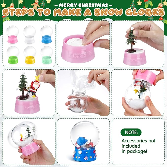 Mifoci 12 Pcs 4 Inch Empty Snow Globe Clear Fillable Water Globe with Screw Off Cap Empty Valentines Day Plastic Snow Case for DIY Crafts Home Decoration Display Plant