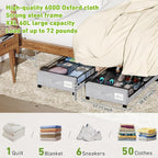 Under Bed Storage with Wheels, XXL 60L Under the Bed Storage Bins, Underbed Storage Containers with Lids & Label, Rolling Metal Drawer for Shoes, Clothes, Books, Toys (2-Pack Gray)