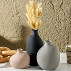 Ceramic Vase Set of 3, Small Modern Rustic Pottery Vases for Home Decor,Farmhouse Flower Vase for Pampas Grass, Dried or Fresh Flowers, Decorative Vases for Living Room, Bedroom, Bookshelf, or Table.
