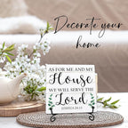 As For Me And My House We Will Serve The Lord Wooden Sign - 5" Christian Wooden Plaque With Metal Support - Rustic Tabletop Home, Office Room Decor - Gifts For Family & Friends - A04