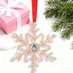 Set of 3 Christmas Hanging Ornaments - Silver Snowflake Star Pawprint Christmas Tree Decor for Xmas Tree Gift Decorative Hanging Ornaments Hanging Pendants (3, Rose Gold Snowflake)