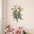 Artificial Floral Teardrop Swag Garland Hanging Flower Teardrop Wreath for Wedding, Pink