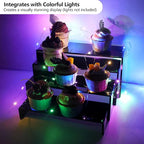 ELEGANTLIFE Acrylic Display Risers Set of 4, 4-Level Tiered Display Stands for Cupcakes, Small Figures & Jewelry, Compact Countertop Display Shelf, Multiple Colors Available (Black)