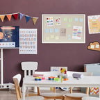 DAHAPYBOO Cork Board with Linen White,Bulletin Board 36"x24" Hanging Corkboards for Office Home School Message Board or Vision Board Decoration.