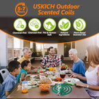 Natural Essential Oil Scented Coils for Outdoor Use, Fresh Aroma, Burns 5-7 Hours, 20 Coils & 2 Stands for Patio Backyard