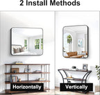BONEWEI 30x36 inch Bathroom Mirror 2-Pack,Black Rectangle Mirror,Wall Mounted Bathroom Frame Vanity Mirror with Round Corner for Bedroom Living Room, Entryway Hangs Horizontal or Vertical