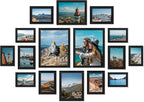 Vittanly 16 Pack Picture Frames, Gallery Wall Frame Set with 2Pcs 11x14, 2Pcs 8x10, 6Pcs 5x7 and 6Pcs 4x6 Photo Frames, Picture Frames Collage Wall Decor for Wall or Tabletop Display, Black