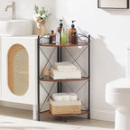 VECELO Corner Table/Cabinet with Storage Shelves, Free-Standing Organizer for Compact Space in Living Room/Study/Lobby/Bedroom