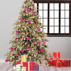 Emopeak 24Pcs Christmas Balls Ornaments for Xmas Christmas Tree - 4 Style Shatterproof Christmas Tree Decorations Hanging Ball for Holiday Wedding Party Decoration (Rose Red, 2.4"/6.2CM)