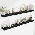 Fun Memories 55 Inch Floating Shelves Bedroom, Large Extra Floating Shelf Set of 2 with Invisible Brackets, Black
