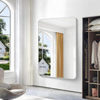 BONEWEI Silver Bathroom Mirror,60x40 inch Wall Mirror for Bathroom Wall Mounted,Rectangle Mirror for Bathroom Over Sink,Modern Frame Round Corner for Living Room,Bedroom Entryway,Horizontal/Vertical