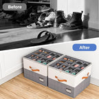 Dayacoco 1 Pack Shoe Organizer for Closet, Fits Up to 16 Pairs, Foldable Shoe Storage Organizer, shoe containers with Clear Cover, Large Shoe Boxes Boot Storage, Adjustable Dividers